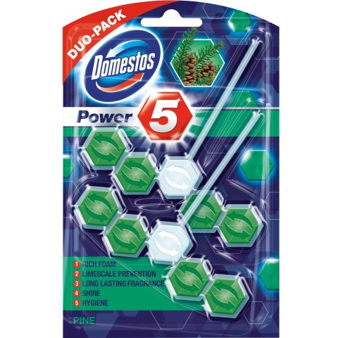 Zawieszka do toalety DOMESTOS POWER5 DUO 2x55g PINE Zawieszka do toalety DOMESTOS POWER5 DUO 2x55g PINE