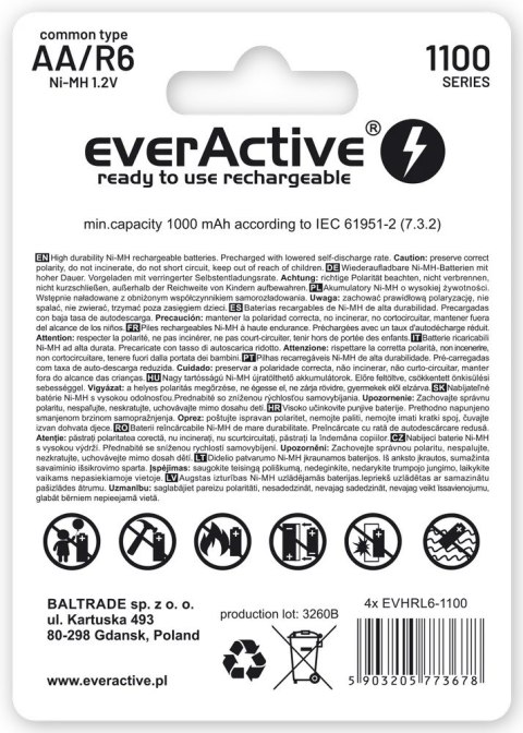 Akumulatorek EVERACTIVE Infinity Line AA/HR6 1100mAh (4szt) Akumulatorek EVERACTIVE Infinity Line AA/HR6 1100mAh (4szt)