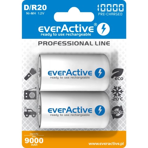 Akumulatorek EVERACTIVE Professional Line D/HR20 9000mAh (2szt) Akumulatorek EVERACTIVE Professional Line D/HR20 9000mAh (2szt)