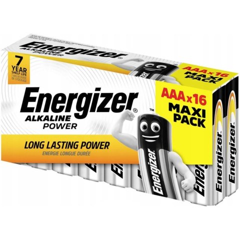 Bateria ENERGIZER Alkaline Power AAA/LR03 alkaliczna MAXI PACK pudełko (16szt) Bateria ENERGIZER Alkaline Power AAA/LR03 alkaliczna MAXI PACK pudełko (16szt)