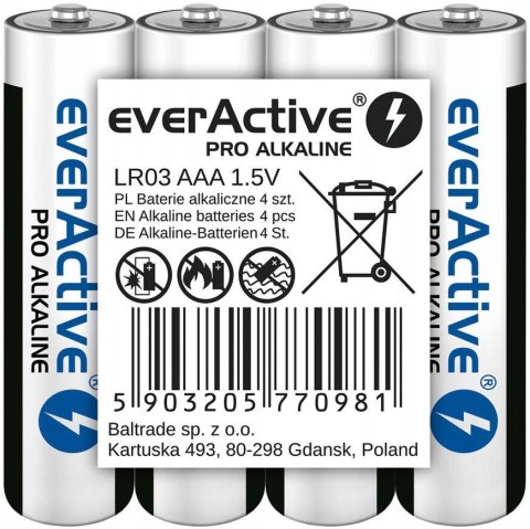 Bateria EVERACTIVE Pro Alkaline AAA/LR03 alkaliczna taca (4szt) Bateria EVERACTIVE Pro Alkaline AAA/LR03 alkaliczna taca (4szt)