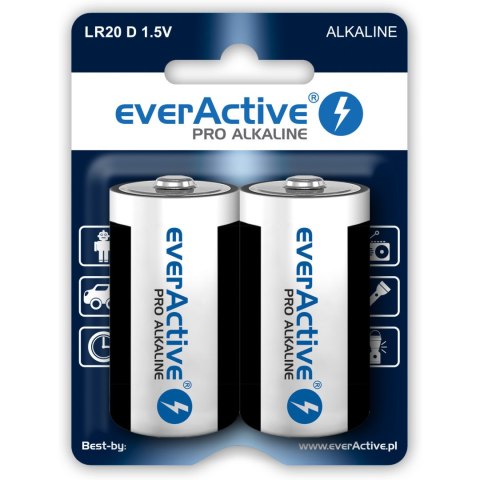 Bateria EVERACTIVE Pro Alkaline D/LR20 alkaliczna blister (2szt) Bateria EVERACTIVE Pro Alkaline D/LR20 alkaliczna blister (2szt)