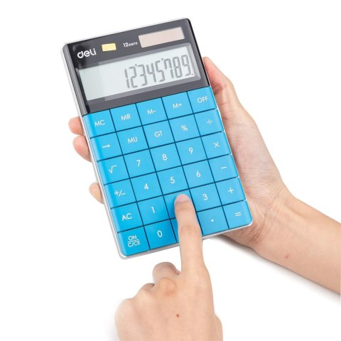 Kalkulator 12-pozycyjny niebieski 1589 BLUE DELI Kalkulator 12-pozycyjny niebieski 1589 BLUE DELI