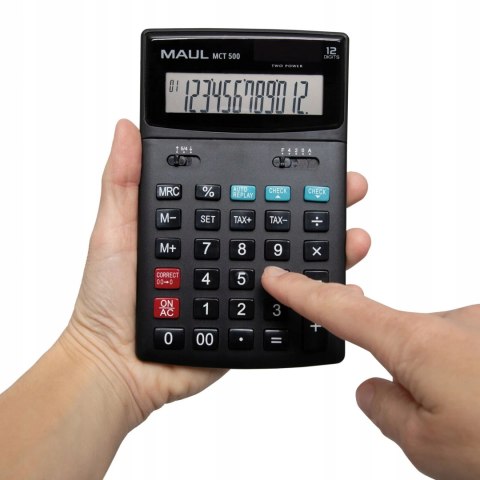 Kalkulator biurkowy MCT500 12-pozycyjny oblicznie podatku czarny 72696/90 ML MAUL Kalkulator biurkowy MCT500 12-pozycyjny oblicznie podatku czarny 72696/90 ML MAUL