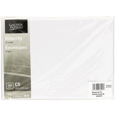Koperta C5 gładki biały K 150g. (10) 280691 Galeria Papieru Koperta C5 gładki biały K 150g. (10) 280691 Galeria Papieru