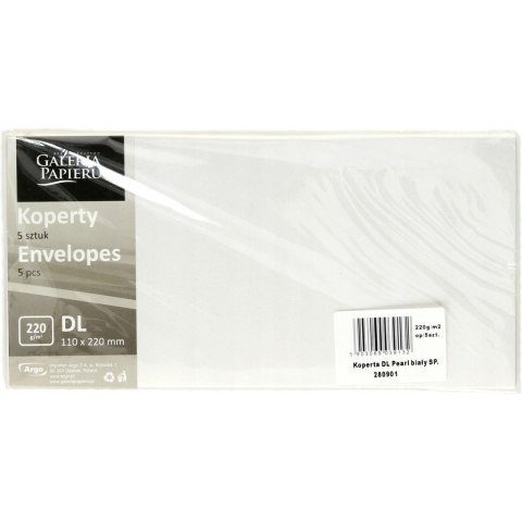 Koperta DL PEARL biały SP 220g. (5szt.) 280901 Galeria Papieru Koperta DL PEARL biały SP 220g. (5szt.) 280901 Galeria Papieru