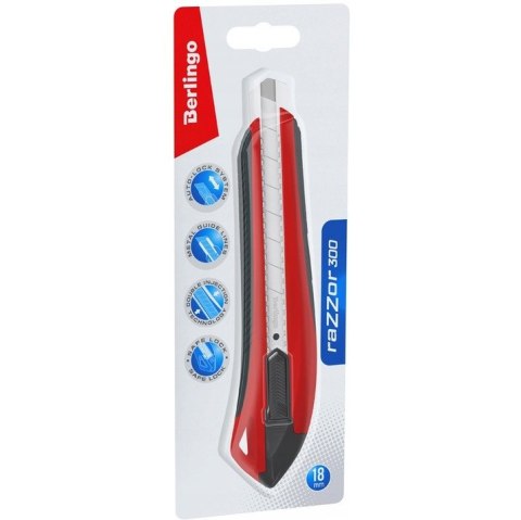 Nóż biurowy 18mm Razzor 300 czerwony 330397 BERLINGO Nóż biurowy 18mm Razzor 300 czerwony 330397 BERLINGO