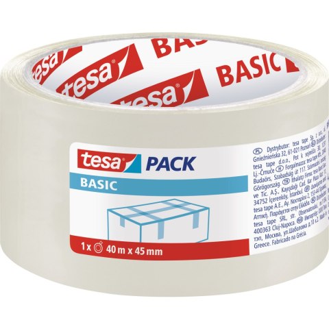 Taśma pakowa TESA BASIC 40m x55mm transparentna 58574-00000-00TS Taśma pakowa TESA BASIC 40m x55mm transparentna 58574-00000-00TS