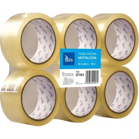 Taśma pakowa krystaliczna 48mmx50m GT110-A TETIS Taśma pakowa krystaliczna 48mmx50m GT110-A TETIS