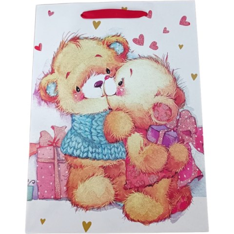 Torebka Lux średnia A5 Misie II z brokatem (18x23x10cm) ROZETTE Torebka Lux średnia A5 Misie II z brokatem (18x23x10cm) ROZETTE