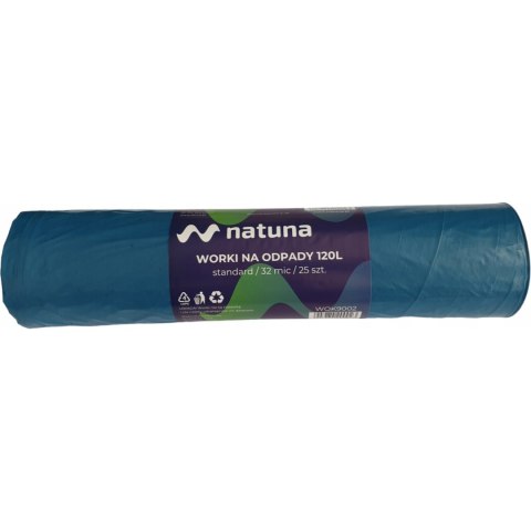 Worki na śmieci NATUNA 120L standard (25szt) niebieskie 32mic LDPE Worki na śmieci NATUNA 120L standard (25szt) niebieskie 32mic LDPE