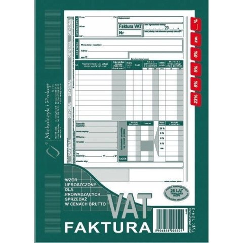 124-3E Faktura VAT brutto A5piN! (pion-upr.)MICHALCZYK I PROKOP 124-3E Faktura VAT brutto A5piN! (pion-upr.)MICHALCZYK I PROKOP