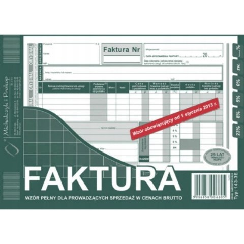 143-3E Faktura VAT MICHALCZYK&PROKOP A5 80 kartek 143-3E Faktura VAT MICHALCZYK&PROKOP A5 80 kartek