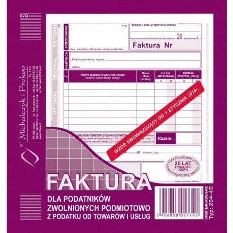 204-4E Faktura dla zw.podm.z pod.2/3 A5 Michalczyk i Prokop 204-4E Faktura dla zw.podm.z pod.2/3 A5 Michalczyk i Prokop