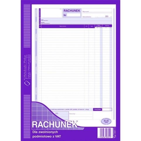 231-1 Rachunek A4 dla zw.z VAT MICHALCZYK I PROKOP 231-1 Rachunek A4 dla zw.z VAT MICHALCZYK I PROKOP