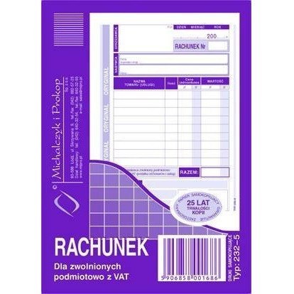 232-5 Rachunek A6 (pion) ory.+kop. 80k Michalczyk i Prokop 232-5 Rachunek A6 (pion) ory.+kop. 80k Michalczyk i Prokop