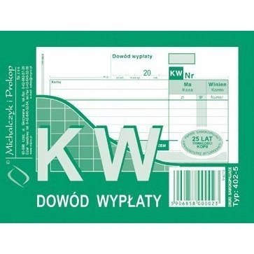 402-5 KW Dowód Wypłaty A6 80 kartek Michalczyk i Prokop 402-5 KW Dowód Wypłaty A6 80 kartek Michalczyk i Prokop