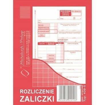 409-5 Rozliczenie zaliczki A6 40 kartek Michalczyk i Prokop 409-5 Rozliczenie zaliczki A6 40 kartek Michalczyk i Prokop