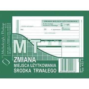 422-5 MT Zmiana miejsca użytkowania środka trwałego MICHALCZYK I PROKOP 422-5 MT Zmiana miejsca użytkowania środka trwałego MICHALCZYK I PROKOP