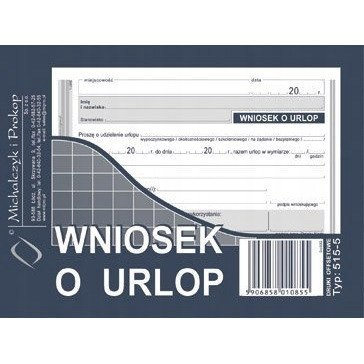 515-5 Wniosek o urlop MICHALCZYK&PROKOP A6 40 kartek 515-5 Wniosek o urlop MICHALCZYK&PROKOP A6 40 kartek