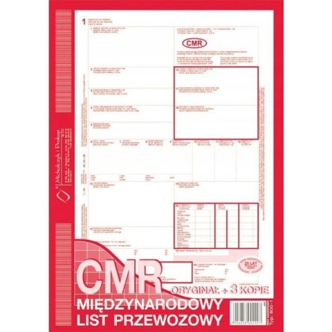 800-1 CMR A4 80kartek 1+3 międzynarodowy list przewozowy Michalczyk i Prokop 800-1 CMR A4 80kartek 1+3 międzynarodowy list przewozowy Michalczyk i Prokop