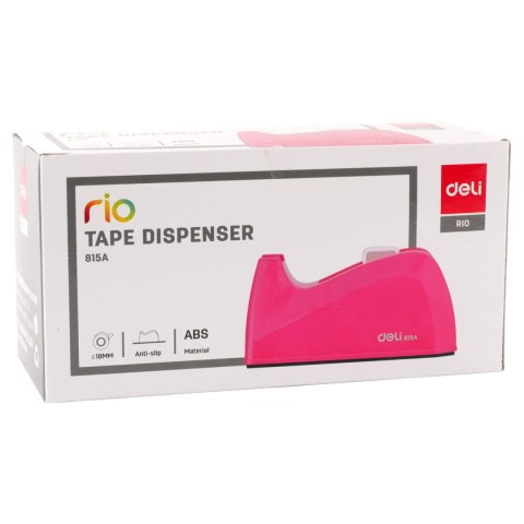 Podajnik do taśmy klejącej RIO różowy E815A PINK DELI Podajnik do taśmy klejącej RIO różowy E815A PINK DELI