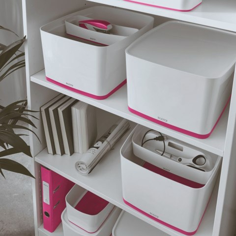 Pojemnik MyBOX duży z pokrywką biało-różowy LEITZ 52161023 Pojemnik MyBOX duży z pokrywką biało-różowy LEITZ 52161023