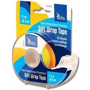 Taśma z podajnikiem 19x8,5m prezentowa TETIS BT100-C gift wrap tape Taśma z podajnikiem 19x8,5m prezentowa TETIS BT100-C gift wrap tape
