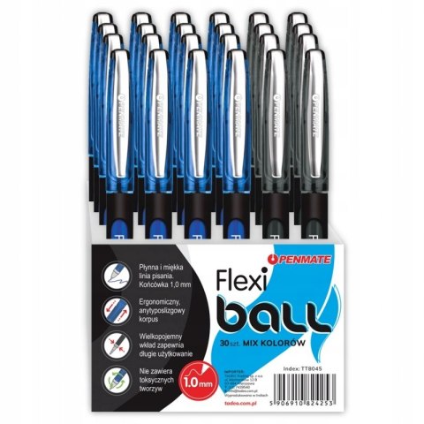 Długopis FLEXI BALL ze skuwką czarny 1,0mm PENMATE Długopis FLEXI BALL ze skuwką czarny 1,0mm PENMATE