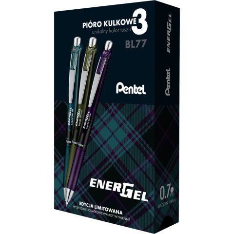 Pióro kulkowe ENERGEL BL77 (3szt.) 3-odcienie czarnego +wkłady LR7 BL77A2-ST3KSVPL PENTEL Pióro kulkowe ENERGEL BL77 (3szt.) 3-odcienie czarnego +wkłady LR7 BL77A2-ST3KSVPL PENTEL