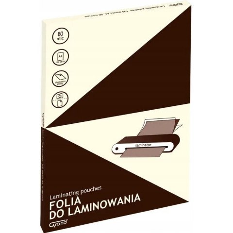 Folia laminacyjna A4 80 mic (100) GRAND 160-2192 Folia laminacyjna A4 80 mic (100) GRAND 160-2192