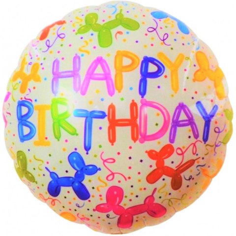 Balon Happy Birthday nadruk pieski BCF-174 GO PARTY Balon Happy Birthday nadruk pieski BCF-174 GO PARTY