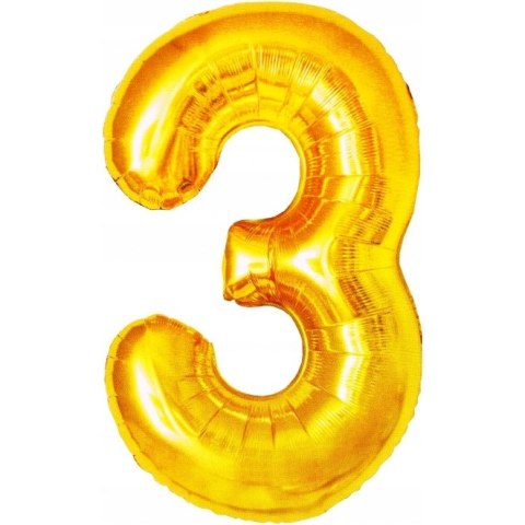 Balon foliowy złota cyfra 3 BCF-955-3 GO PARTY Balon foliowy złota cyfra 3 BCF-955-3 GO PARTY