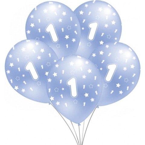 Balon niebieski metalik nadruk 1 5szt. B156 GO PARTY Balon niebieski metalik nadruk 1 5szt. B156 GO PARTY