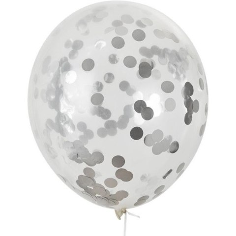 Balony z konfetti srebrne 30cm (5szt) BKN-8599 ALIGA Balony z konfetti srebrne 30cm (5szt) BKN-8599 ALIGA
