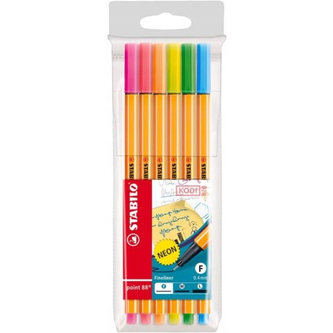 Cienkopis STABILO point 88 komplet 6szt. neonowy 88/6-1 Cienkopis STABILO point 88 komplet 6szt. neonowy 88/6-1