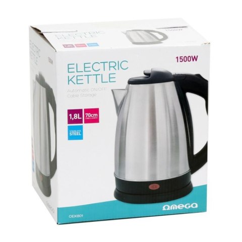 Czajnik elektryczny OMEGA STAINLESS STEEL BRUSHED FINISH INOX 1,8l. 1500W (45189) Czajnik elektryczny OMEGA STAINLESS STEEL BRUSHED FINISH INOX 1,8l. 1500W (45189)