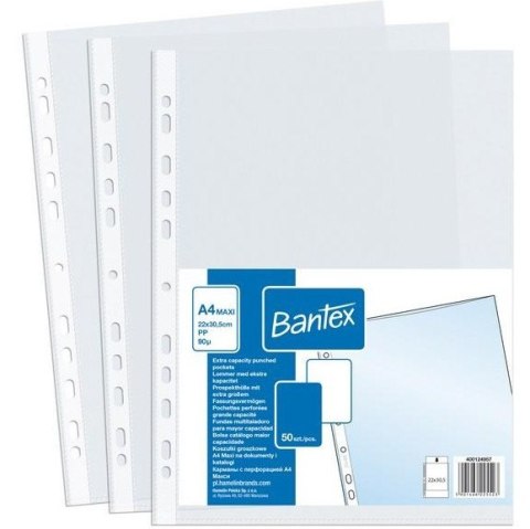 Koszulki groszkowe A4 MAXI PP 90mic (50szt.) 400124957 BANTEX Koszulki groszkowe A4 MAXI PP 90mic (50szt.) 400124957 BANTEX