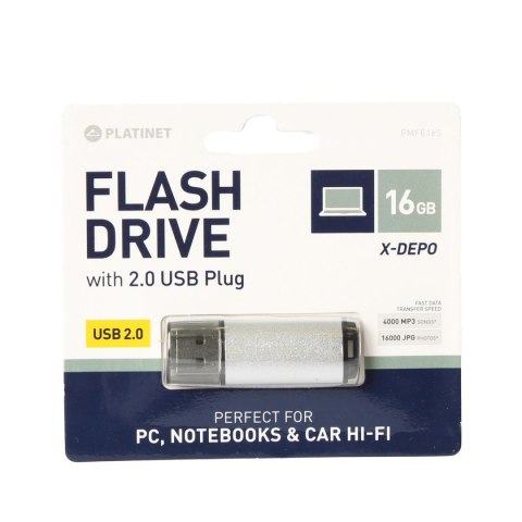 Pamięć USB 16GB PLATINET X-DEPO USB 2.0 srebrny (42175) Pamięć USB 16GB PLATINET X-DEPO USB 2.0 srebrny (42175)