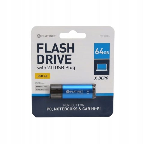 Pamięć USB 64GB PLATINET X-DEPO USB 2.0 niebieski (43611) Pamięć USB 64GB PLATINET X-DEPO USB 2.0 niebieski (43611)
