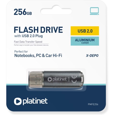 Pamięć USB-A 256GB PLATINET X-DEPO USB 2.0 czarny (45804) Pamięć USB-A 256GB PLATINET X-DEPO USB 2.0 czarny (45804)