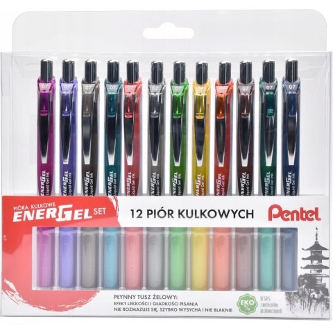 Pióro kulkowe PENTEL ENERGEL zestaw 12 kolorów (12szt) BL77/ST12PL Pióro kulkowe PENTEL ENERGEL zestaw 12 kolorów (12szt) BL77/ST12PL