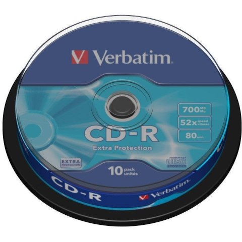 Płyta CD-R 700MB VERBATIM 52x cake (10szt) Extra Protection 43437 Płyta CD-R 700MB VERBATIM 52x cake (10szt) Extra Protection 43437