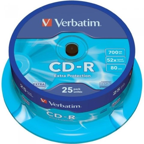 Płyta CD-R 700MB VERBATIM 52x cake (25szt) Extra Protection 43432 Płyta CD-R 700MB VERBATIM 52x cake (25szt) Extra Protection 43432