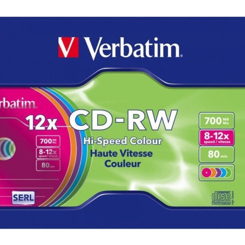 Płyta CD-RW 700MB VERBATIM slim kolor 12x 43167 Płyta CD-RW 700MB VERBATIM slim kolor 12x 43167