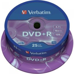 Płyta DVD+R 4,7GB VERBATIM cake (25szt) 16x Matt Silver 43500