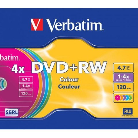 Płyta DVD+RW 4,7GB VERBATIM slim color 4x 43297 Płyta DVD+RW 4,7GB VERBATIM slim color 4x 43297