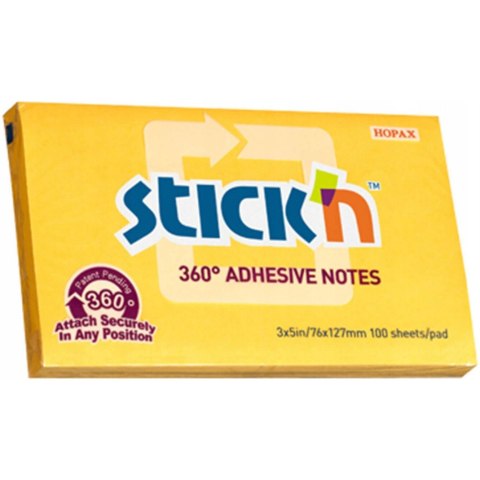 Bloczek STICK"N 127x76mm 360stopni ciemno zółty 21555 Bloczek STICK"N 127x76mm 360stopni ciemno zółty 21555