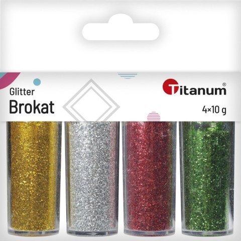 Brokat w fiolkach 4 kolory x10g kolory: złoty, srebrny, czerwony, zielony 461316 TITANUM Brokat w fiolkach 4 kolory x10g kolory: złoty, srebrny, czerwony, zielony 461316 TITANUM