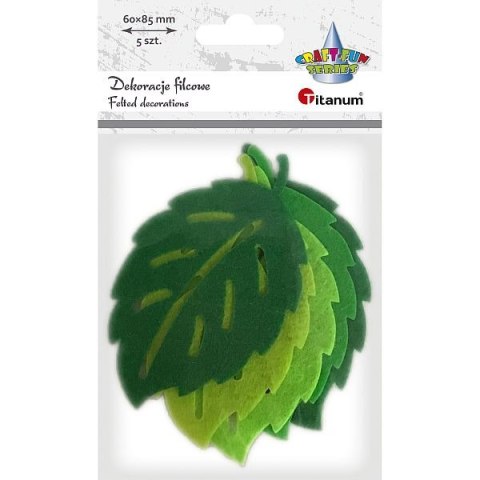 Dekoracje filcowe LIŚCIE AŻUROWE 5szt. 85x60mm 461746 TITANUM Dekoracje filcowe LIŚCIE AŻUROWE 5szt. 85x60mm 461746 TITANUM